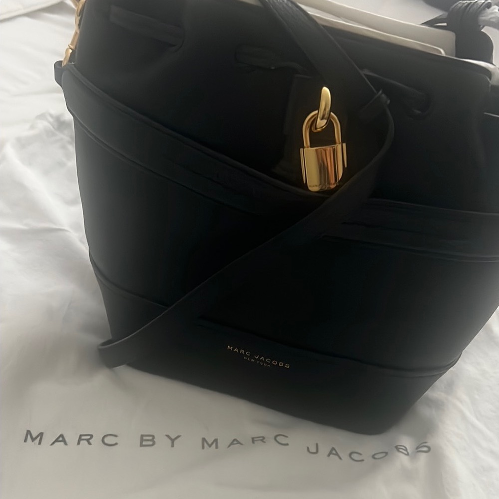 Marc by Marc Jacobs Black Shoulder Bag with Gold-Tone Clasp